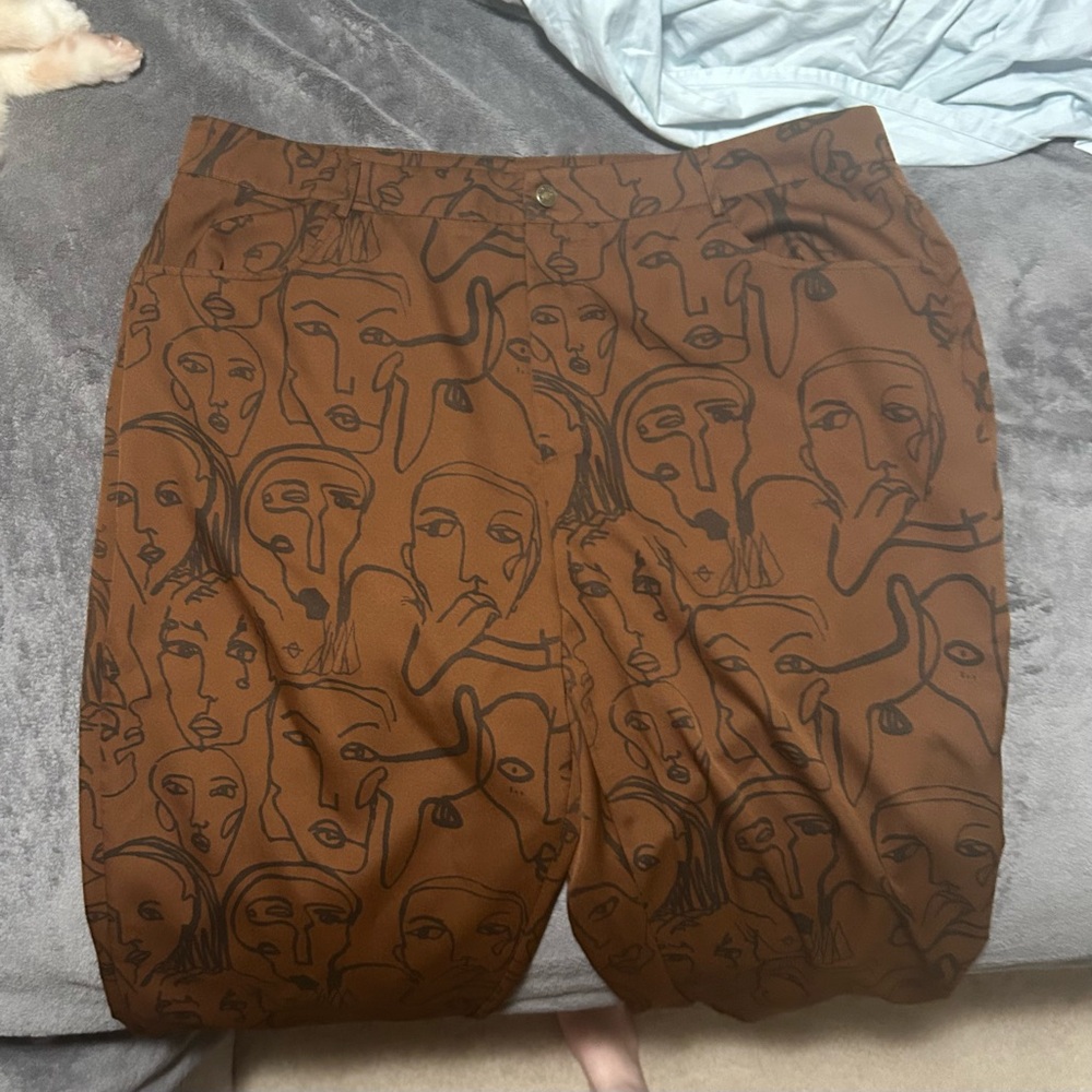 Brown Graphic Pants